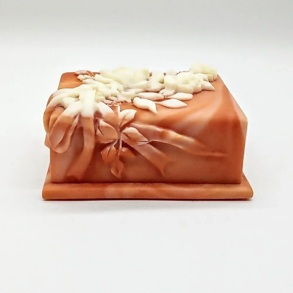 Hand-Carved Incolay Rose Stone Covered Box